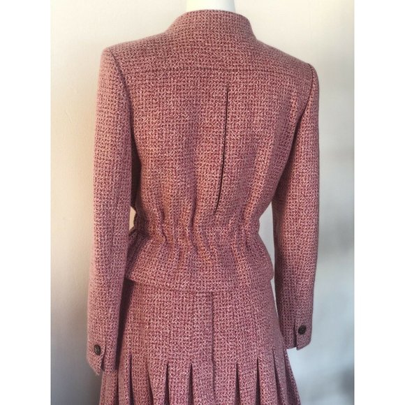 Chanel Suit Set Jacket Skirt Cashmere Silk Pink CC - Picture 4 of 12